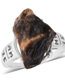 Rough Cut South African Tigers Eye Ring in Silvertone (Size 8.5) 10.00 ctw