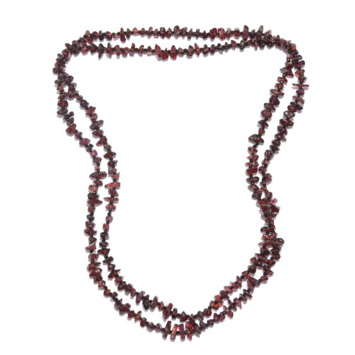 194.55 ctw Mozambique Garnet and Natural Thai Black Spinel Chips & Beads Endless Necklace 36 Inch