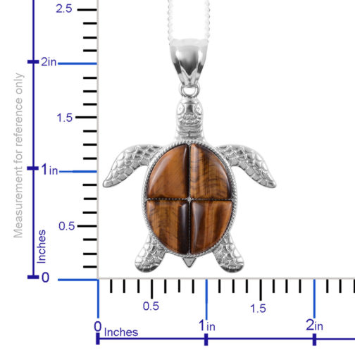 Tigers Eye Turtle Pendant Necklace - Image 3