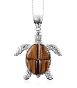 Tigers Eye Turtle Pendant Necklace