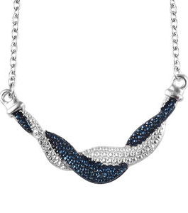 Blue Diamond (IR) Accent Necklace (18 in) in Rhodium & Platinum Over Sterling Silver