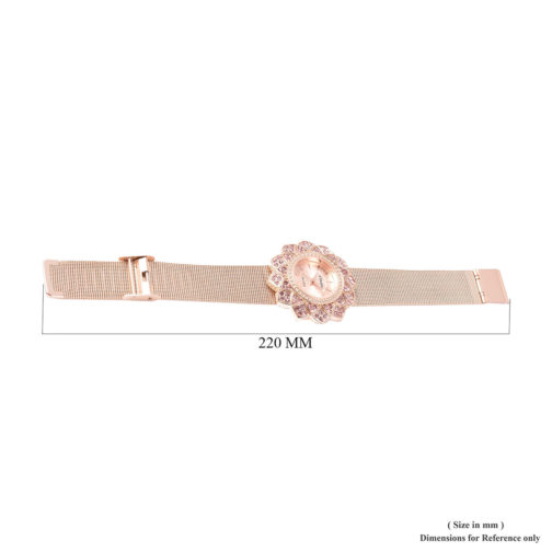 STRADA Pink Austrian Crystal Japanese Movement Rosetone Watch - Image 6