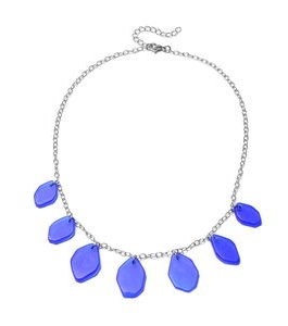 Simulated Blue Sapphire Necklace (18 in) in Stainless Steel