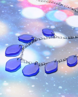 Simulated Blue Sapphire Necklace (18 in) in Stainless Steel