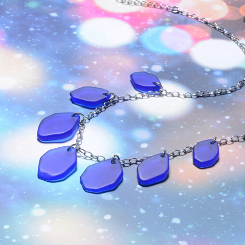 Simulated Blue Sapphire Necklace (18 in) in Stainless Steel