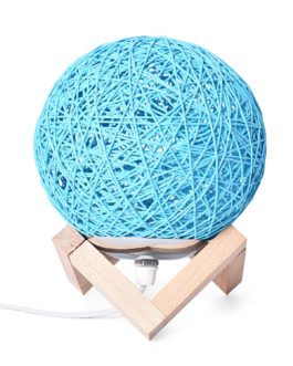 Blue Rattan Ball Table Lamp