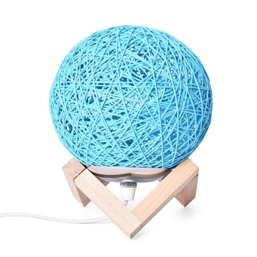 Blue Rattan Ball Table Lamp