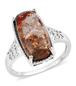 Matrix Fire Opal Ring in Platinum Over Sterling Silver (Size 8.0) 6.25 ctw