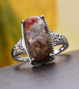 Matrix Fire Opal Ring in Platinum Over Sterling Silver (Size 8.0) 6.25 ctw