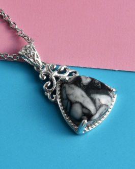 7.35 ctw Austrian Pinolith Pendant Necklace 20 Inch in Platinum Over Sterling Silver and Stainless Steel