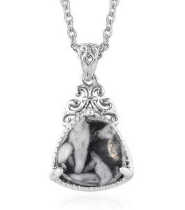 7.35 ctw Austrian Pinolith Pendant Necklace 20 Inch in Platinum Over Sterling Silver and Stainless Steel