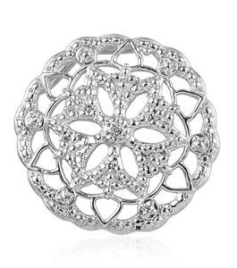 Diamond Accent Openwork Flower Pendant in Platinum Over Sterling Silver