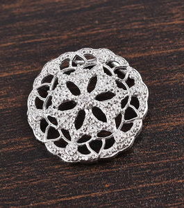 Diamond Accent Openwork Flower Pendant in Platinum Over Sterling Silver