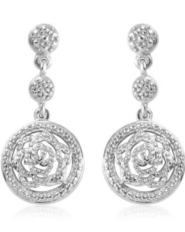 Diamond Accent Rose Earrings in Platinum Over Sterling Silver