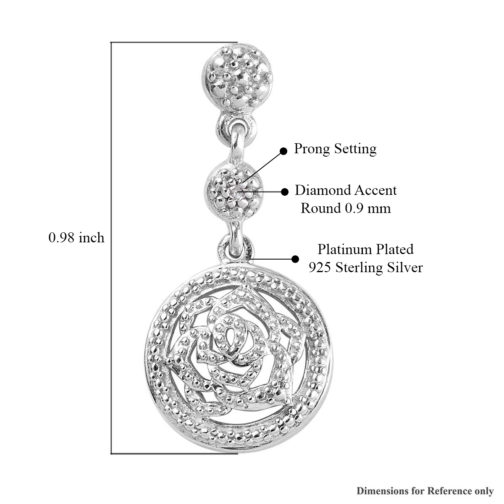 Diamond Accent Rose Earrings in Platinum Over Sterling Silver - Image 3