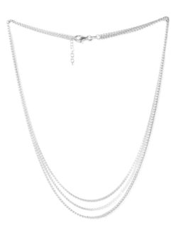 Italian 3 Strand Necklace 18 Inch in Platinum Over Sterling Silver 6.6 Grams