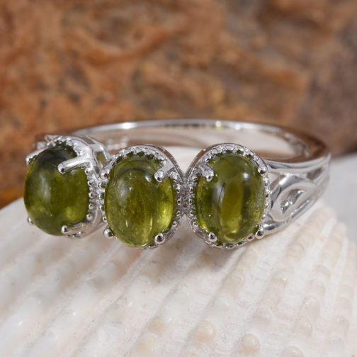 KARIS Vesuvianite Trilogy Ring in Platinum Bond Brass 2.60 ctw