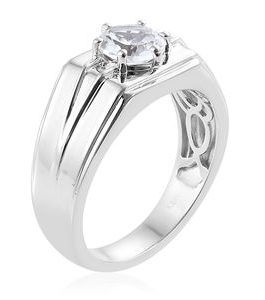 KARIS White Topaz Men’s Ring in Platinum Bond Brass 2.25 ctw