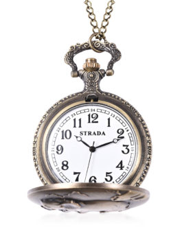 Movement Antique Style Elephant Pattern Pocket Watch in Goldtone (32 in)