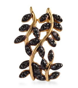 Red Diamond Accent Vine Pendant in 14K Yellow Gold Over Sterling Silver