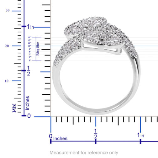 Simulated Diamond Bypass Ring in Silvertone 4.90 ctw - Image 4