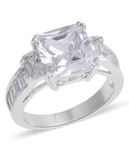 Simulated Diamond Ring in Silvertone 9.71 ctw