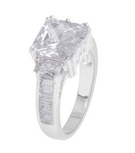 Simulated Diamond Ring in Silvertone 9.71 ctw