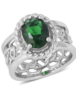 Simulated Diopside Ring in Stainless Steel