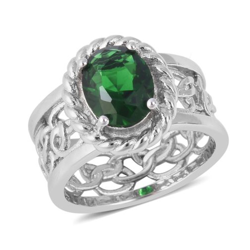 Simulated Diopside Ring in Stainless Steel