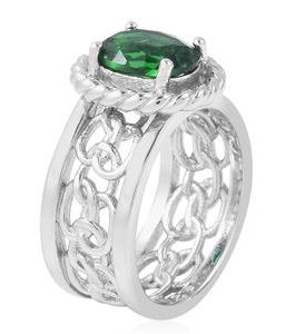 Simulated Diopside Ring in Stainless Steel