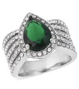 Simulated Green Diamond, Austrian Crystal Stainless Steel Ring (Size 8.0) 2.50 ctw