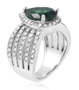 Simulated Green Diamond, Austrian Crystal Stainless Steel Ring (Size 8.0) 2.50 ctw