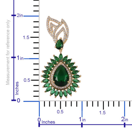 Simulated Green Quartz and Simulated Diamond Earrings in Goldtone - Image 3