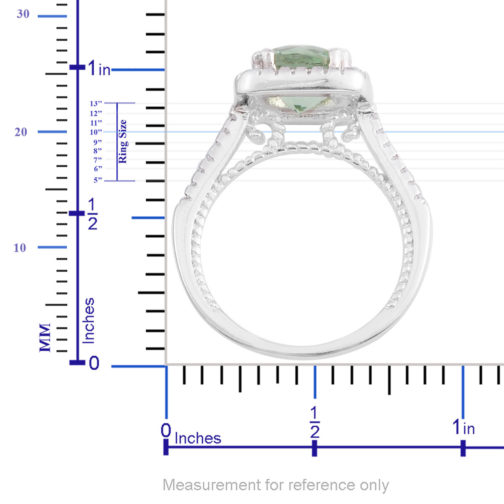 Simulated Green and White Diamond Ring in Silvertone 2.20 ctw - Image 3