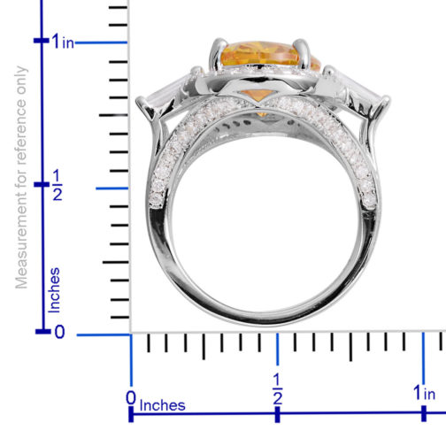 Simulated Yellow Sapphire and White Diamond Ring in Silvertone  - Image 3