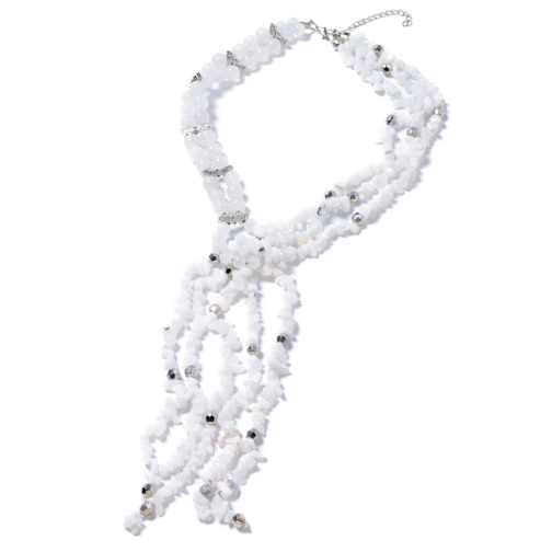 White Quartzite, Multi Gemstone Lariat Necklace (19 in) in Silvertone 926.50 ctw