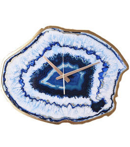 Blue Sliced Simulated Agate Large Wall Clock