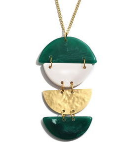 Green Chroma Pendant Necklace 20 Inch in ION Plated Yellow Gold Stainless Steel