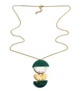 Green Chroma Pendant Necklace 20 Inch in ION Plated Yellow Gold Stainless Steel