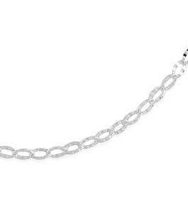 Italian Sterling Silver Hammered Link Chain 30 Inch