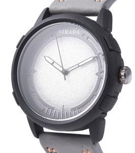 STRADA Japanese Movement Water Resistant Watch in Dualtone with Grey Faux Leather Straps & Stainless Steel Back