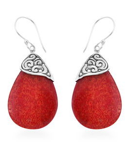 Sponge Coral Drop Earrings in Sterling Silver