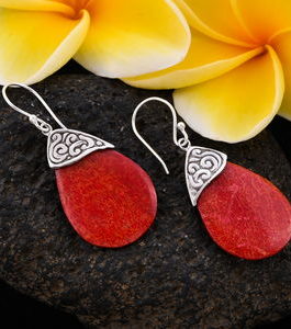 Sponge Coral Drop Earrings in Sterling Silver