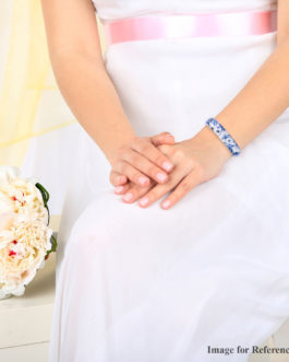 White and Blue Floral Ceramic Bangle Bracelet