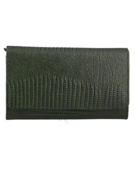 Green 100% Genuine Leather Lizard Embossed RFID Wallet (7.25×4.5)