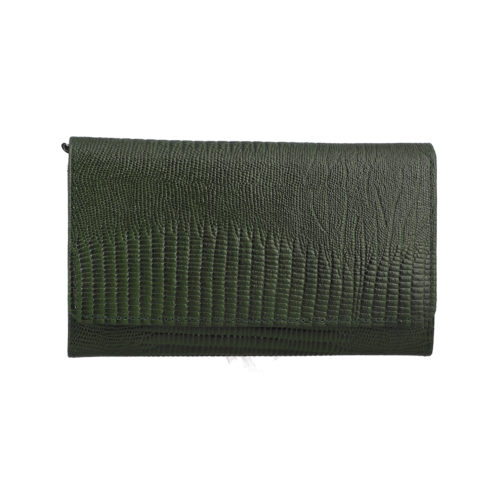 Green 100% Genuine Leather Lizard Embossed RFID Wallet (7.25x4.5)